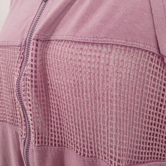 Mystree Zip Up Hoodie Hooded Sweater Jacket Womens L Mauve Mesh Panel Streetwear - Picture 5 of 8